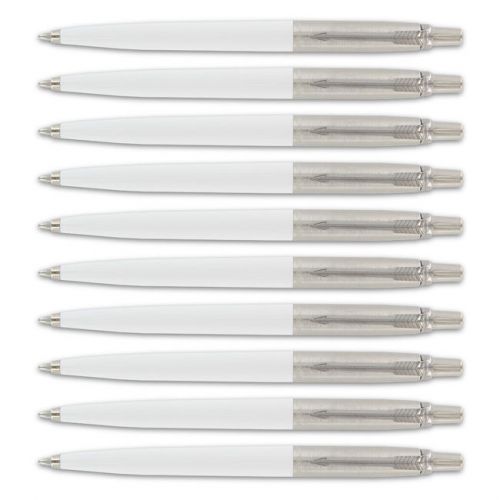 Parker Jotter Standard White CT Ball Point Pen, Blue Ink, 10/Pack