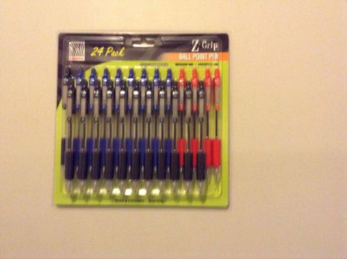 Zebra Z-Grip Retractable Medium Black ,Blue, Red Ball Point Pens, 24/ Pack