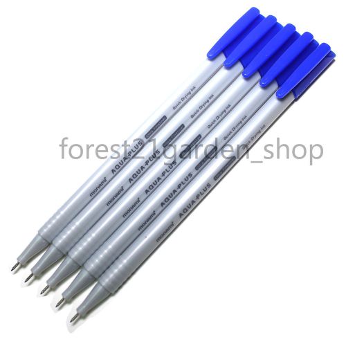 x5 Monami Aqua-Plus Water-Based Triangle Ultra Fineliner - Blue 5 pcs