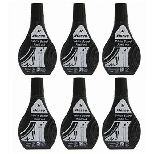 6 Pieces Horse Black color Pen Liquid Tint Refill Whiteboard ink 28 cc