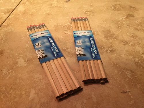 Lot 2 Packs 24 Papermate American Natural Finish Pencils HB#2 Smudge Resist Ersr