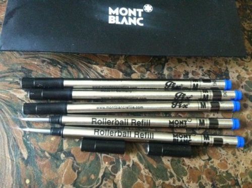 SET/LOT MONTBLANC 5 AUTHENTIC ROLLERBALL (M) MEDIUM REFILLS BLUE COLOR