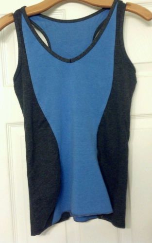 Green Apple Gray/Blue Bra Tank Top L 8/10 - eco/vegan soft bamboo yoga shirt