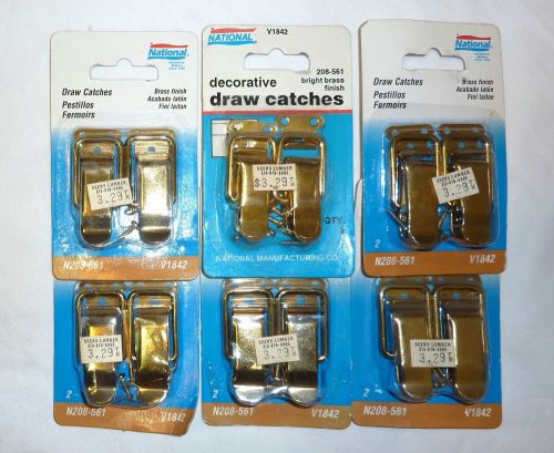 (6) National N208-561 V1842 2-1/4&#034; x 7/8&#034; Draw Catches 2 per Pkg BRIGHT BRASS