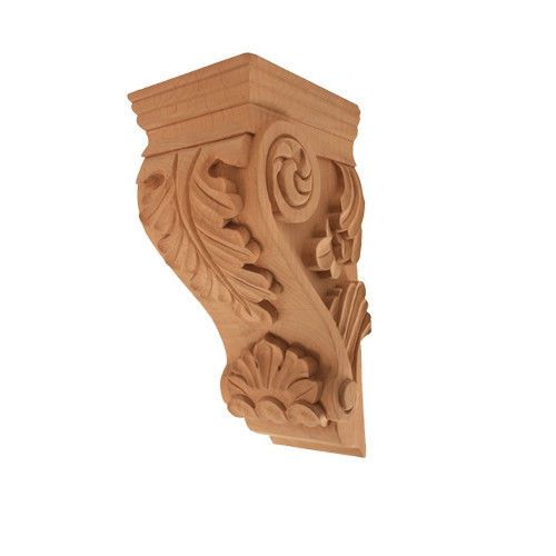 One-  Alder Wood-Medium  Acanthus Corbel  5&#034; x 7&#034; x 14&#034;