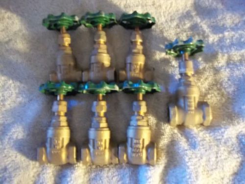 SIX 3/8 INCH BRONZE GATE VALVES NPT,  GRINNELL 3000