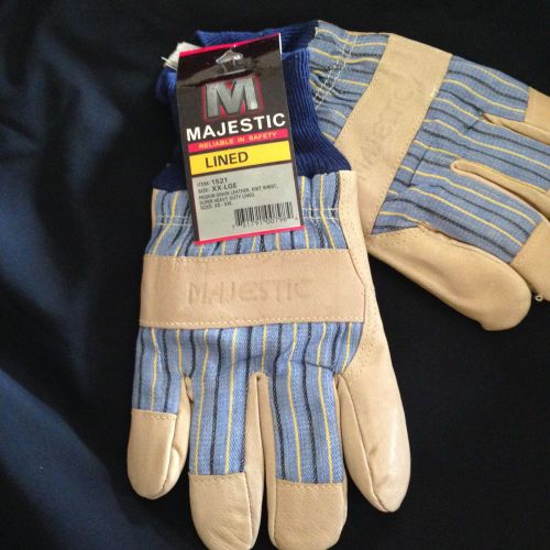 (1pr)  PIGSKIN LEATHER WORK GLOVES / KNIT WRIST / LINED / 1 PAIR