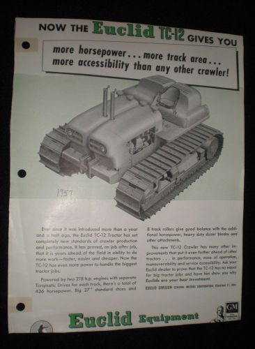 EUCLID 1957 print ad TWIN-POWER TC-12 CRAWLER TRACTOR