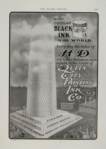 1901 Vintage Ad Queen City Printing Ink Co. H D Black - ORIGINAL ADVERTISING
