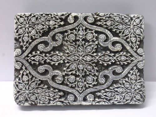 VINTAGE WOODEN CARVED TEXTILE FABRIC PRINT BLOCK STAMP FINE DETAILED CARVING 09