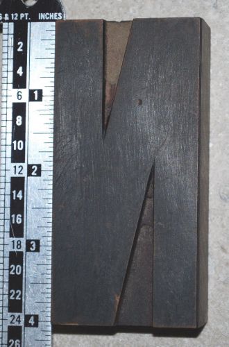 Vintage / Antique Letterpress Wood Printer&#039;s Type &#034;N&#034;, 24 line, 4&#034; tall,