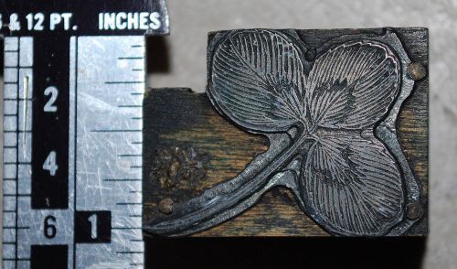 Vintage Letterpress Printer&#039;s Block Shamrock or clover leaf