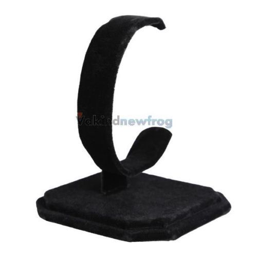 V1NF Black Lint C Type Design Jewelry Bracelet Watch Display Rack Stand Holder