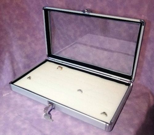 Aluminum case with glass window for 72 rings white for sale