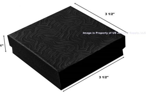 Wholesale 1000 Black Swirl Cotton Fill Jewelry Gift Boxes 3 1/2 x 3 1/2 x 1