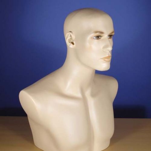 Brand New 20&#034; Flesh Tone Head &amp; Chest Male Mannequin 201N 