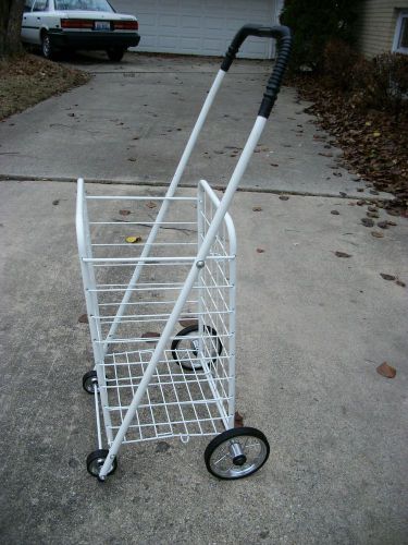 EASY WHEELS Folding Wheeled  SHOPPING CART White/Lightweight~Convenient!