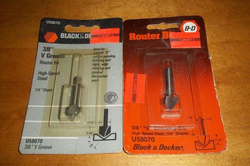 BLACK AND DECKER ROUTER BITS (2) U59070 3/8&#034; V GROOVE