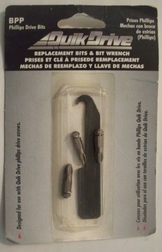 Two packs-quik drive bpp / bit2p-rc3 - three phillips drive bits &amp; wrench - new for sale