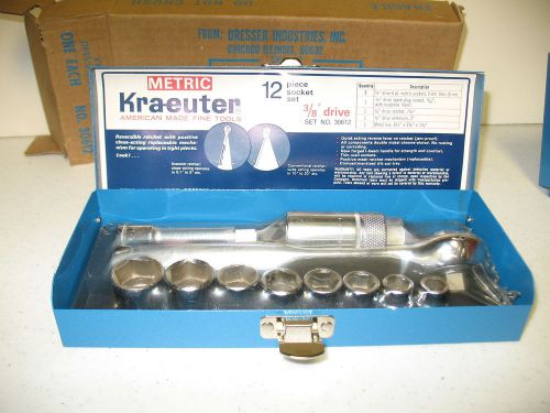 KRAEUTER AMERICAN MADE 3/8&#034; 12 PIECE METRIC SOCKET SET DRESSER INDUSTIRES