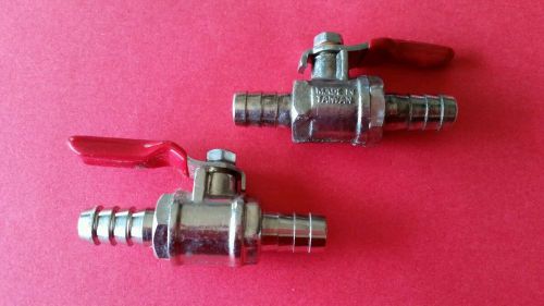 2-Inline Ball Valve Shut Off -3/8&#034; Barb - Quick Stop Flow Lot of 2