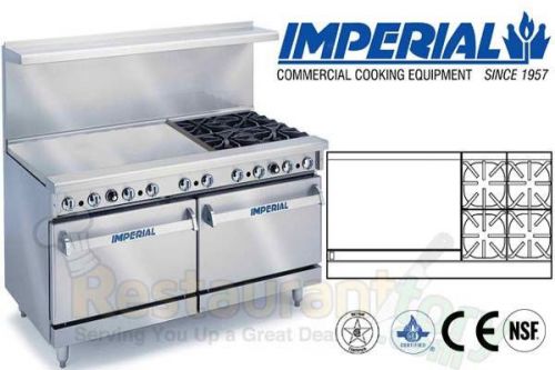 Imperial commercial restaurant range 60&#034; w/ 36&#034; griddle nat gas ir-4-g36-cc for sale