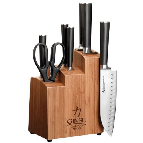 New Ginsu 7108 Chikara 8-Piece Stainless Steel Knife Set with Bamboo Block