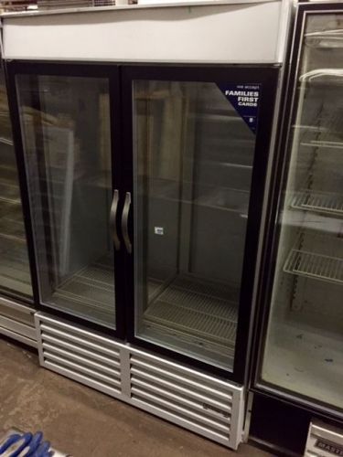 2 door glass cooler..  pulling doors.  BEVERAGE AIR!!! WORKS GREAT!!