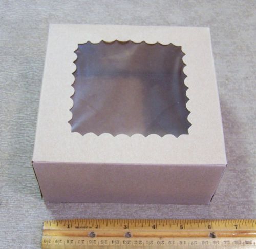 15 KRAFT WINDOWED BAKERY BOXES 6 X 6 X 3 CAKE PASTRY PIE 663W