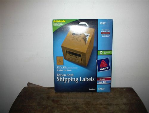 Avery Brown Kraft Shipping Labels, 5783, 5-1/2&#034; x 8-1/2&#034; ECOFRIENDLY 50 LABELS