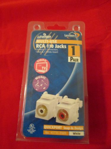 NEW Leviton RCA 110 Jacks Red White Video Music Audio White 40735-RWR Quickport