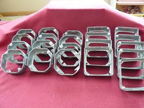 Lot of 9 square and 12 octagonal metal open gang raco boxes for sale