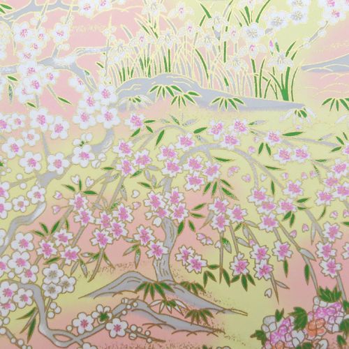 28x21cm A4 Pink Sakura Tree Japanese Yuzen Chiyogami Washi Origami Paper