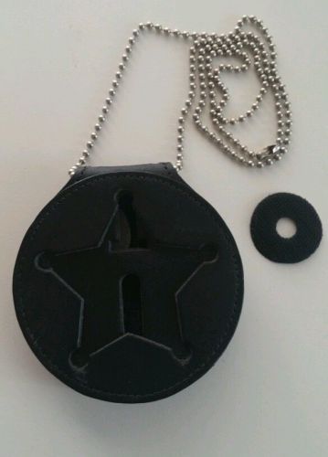 BADGE HOLDER for Belt or Neck  POLICE SHERIFF RECESSED 5 PT STAR