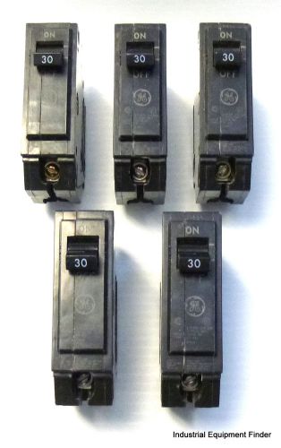 Lot of (5) GE RT-691 30AMP 1-Pole Circuit Breaker 120/240VAC