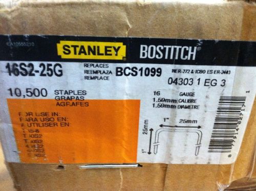 Stanley bostitch bcs1099 1&#034; wide crown 1&#034; length 16 guage staples - 90% 16s2-25g for sale