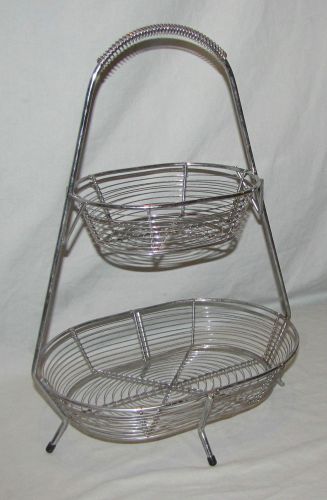 2-Tier Chrome Wire Serving Fruit Bread Basket Commercial Grade