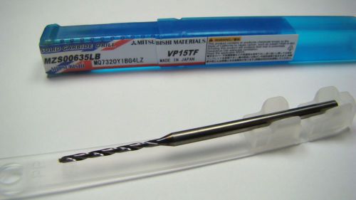 Mitsubishi carbide coolant drill 0.0635&#034; #52 140 deg mzs00635lb vp15tf [1985] for sale