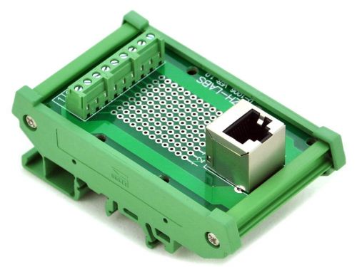 RJ45 8P8C DIN Rail Mount Interface Module, Vertical Header.