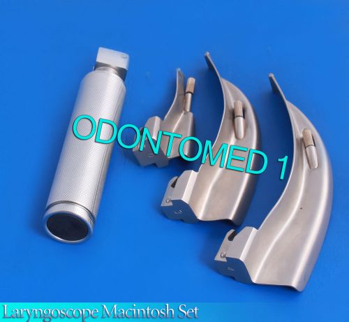 LARYNGOSCOPE MEDIUM HANDLE C + 3 MACINTOSH BLADE #0 + 3 + 4 ENT ANESTHESIA SET