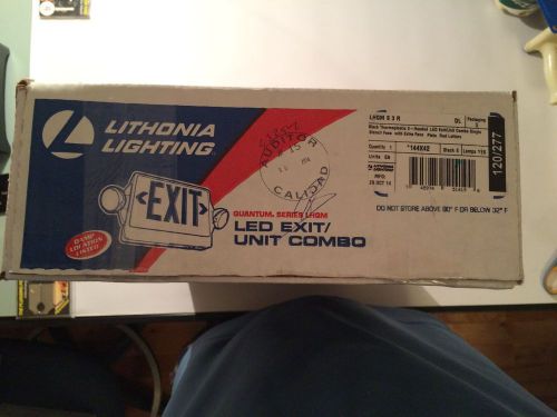 NEW Lithonia Lighting LHQM SW 3R Combo Exit E light Sign Red LED 120/277V