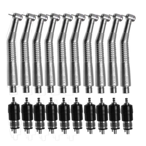 10PC Dental High Speed Mini Head Handpiece Push Button Type 4H W/Quick Coupler