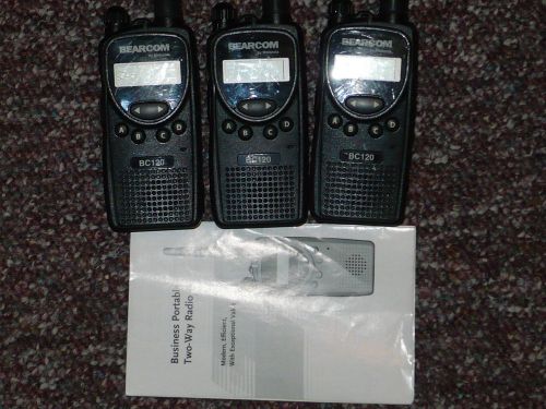 Lot of 3 bearcom by motorla bc120 two way radios model aah49rcf8aa1ab, untested for sale