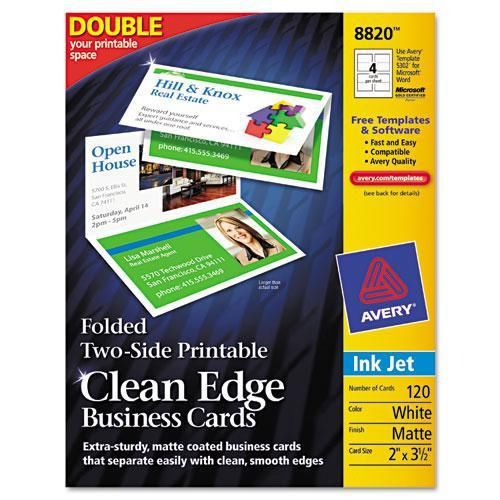 New avery 8820 clean edge inkjet business cards, white, 2 3 1/2, 120/pack for sale