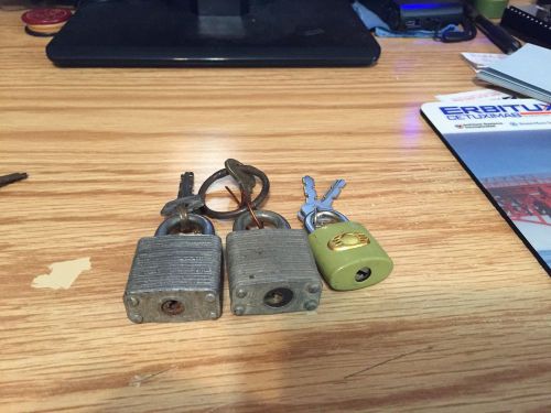 Lot 3 small Padlocks 2 master 1 no name