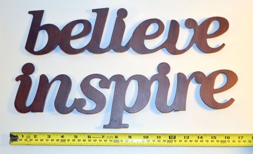 Wall Art Hanging Metal Sign Inspire Believe, Brown