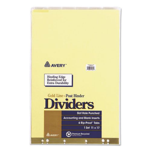 Post Binder Dividers, 6-Tab w/Inserts, 11 x 17, Clear, 6/Set