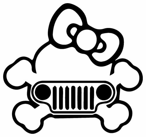 Hello Kitty JEEP GIRL SKULL Vinyl Decal Car Sticker truck bumper laptop 5 inch