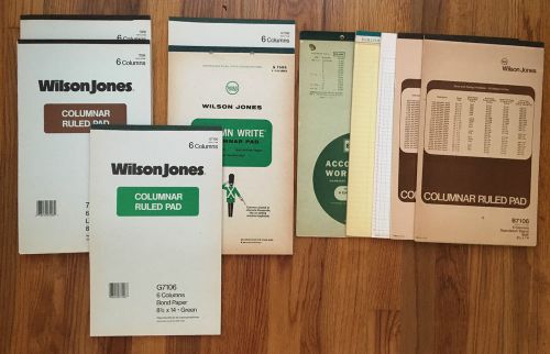 Wilson Jones NOS Columnar Pads Ledger 6 Columns Green White Vintage Buff New LOT