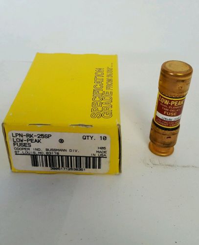 NEW BOX of 10 COOPER Bussmann Fuse LPN-RK-25SP LOW PEAK FUSES 250V Dual Element